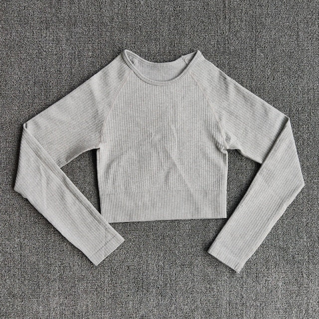 Sportswear Yoga Sets Ribbed Seamless Long Sleeve - GilloServ