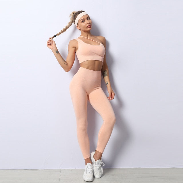 Women Yoga 2 PCS Seamless Yoga Suit GYM Workout Sportswear - GilloServ
