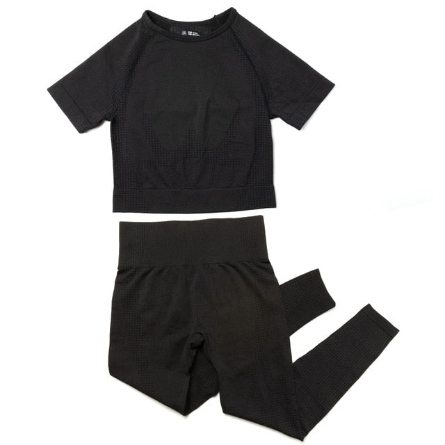 Yoga Sets Short Crop Tops Sport Pants - GilloServ