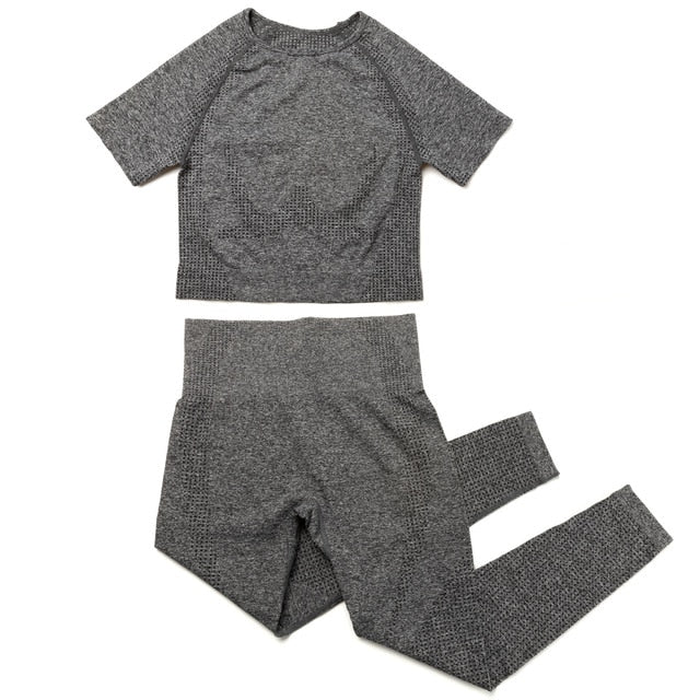 Yoga Sets Short Crop Tops Sport Pants - GilloServ
