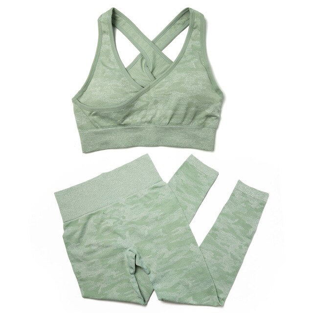 Seamless Yoga Set Fitness Sports Suits Gym Clothing Sport Bra High Waist Yoga Leggings Workout Pants Outfit Sportswear Tracksuit - GilloServ