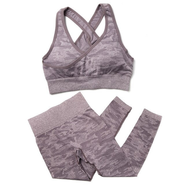Seamless Yoga Set Fitness Sports Suits Gym Clothing Sport Bra High Waist Yoga Leggings Workout Pants Outfit Sportswear Tracksuit - GilloServ