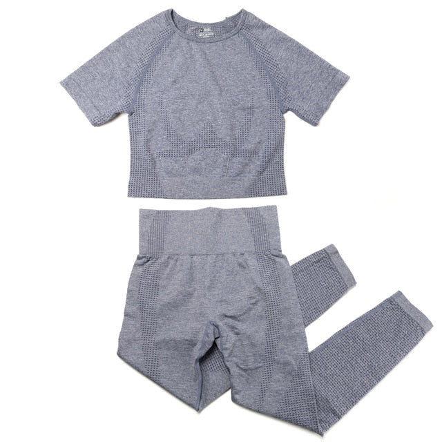 Yoga Set Women 2pcs Sport Suit Gym wear Workout Outfits Long Sleeve - GilloServ