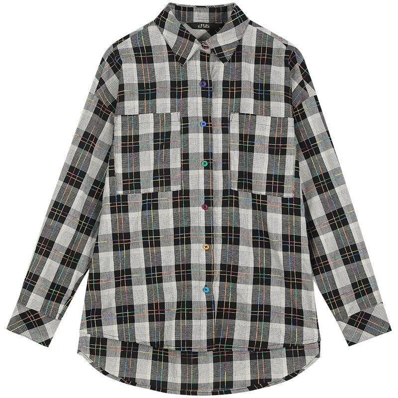 Plaid Single Breasted Casual Shirt Women - GilloServ