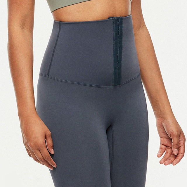 Hook Closure Metallic Yoga Pants Sport Leggings - GilloServ