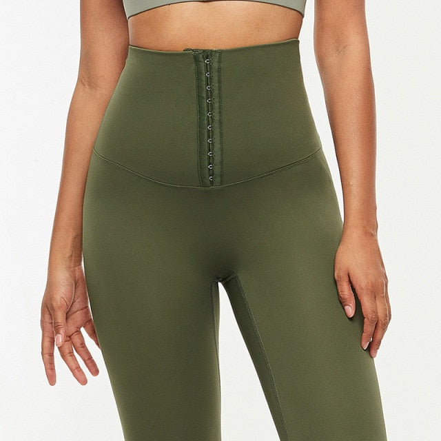 Hook Closure Metallic Yoga Pants Sport Leggings - GilloServ
