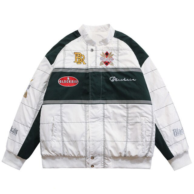 Thicken Baseball Jacket Men Plaid Embroidery Button Bomber Coat - GilloServ