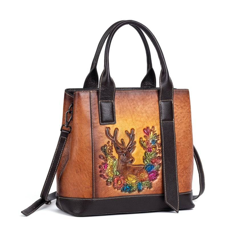 Women Leather Handbag Purse Top Handle Crossbody Bag - GilloServ