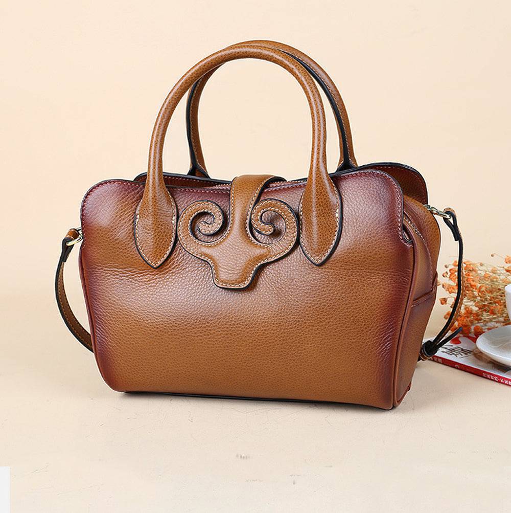 Womens Vintage Leather Top Handle Bag Medium - GilloServ
