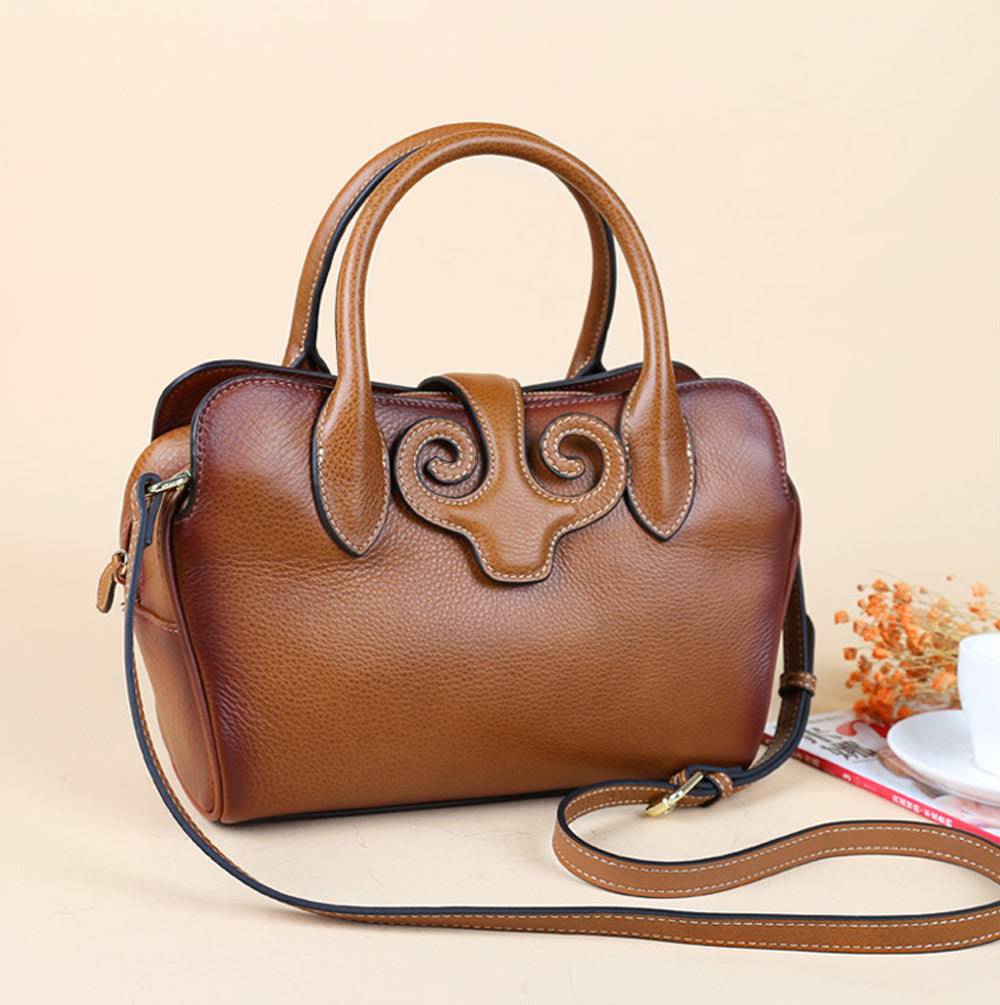 Womens Vintage Leather Top Handle Bag Medium - GilloServ