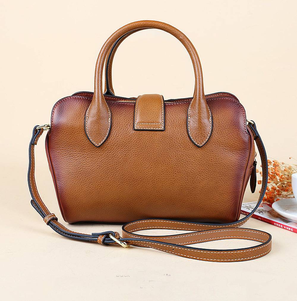 Womens Vintage Leather Top Handle Bag Medium - GilloServ