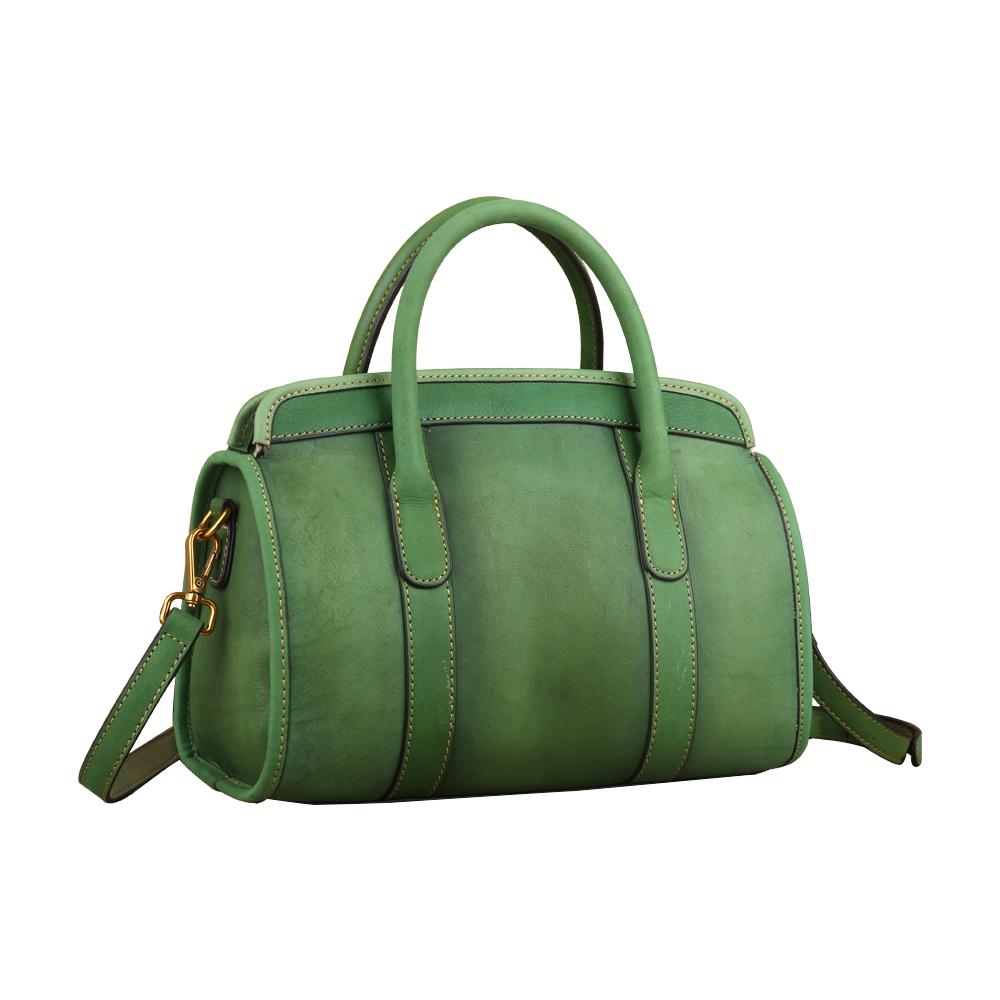 Womens Vintage Leather Top Handle Satchel Bag Small - GilloServ