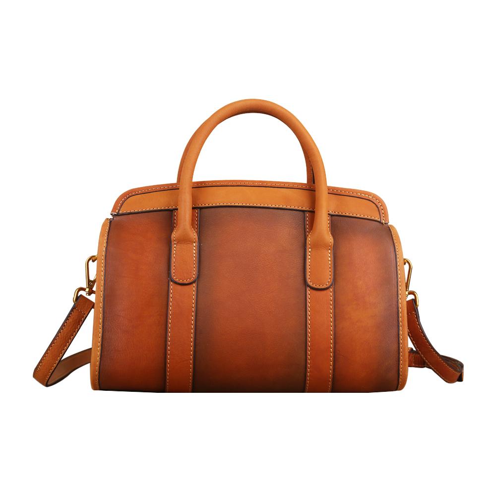Womens Vintage Leather Top Handle Satchel Bag Small - GilloServ