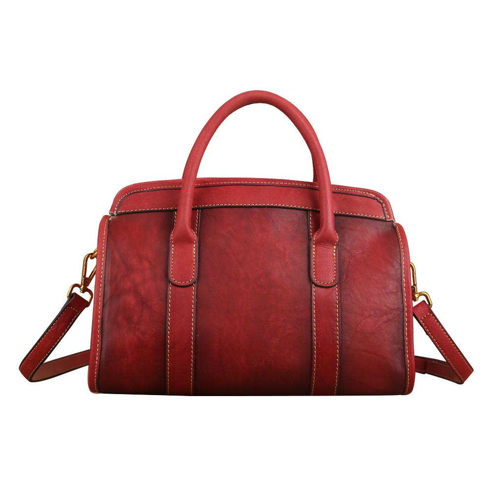 Womens Vintage Leather Top Handle Satchel Bag Small - GilloServ