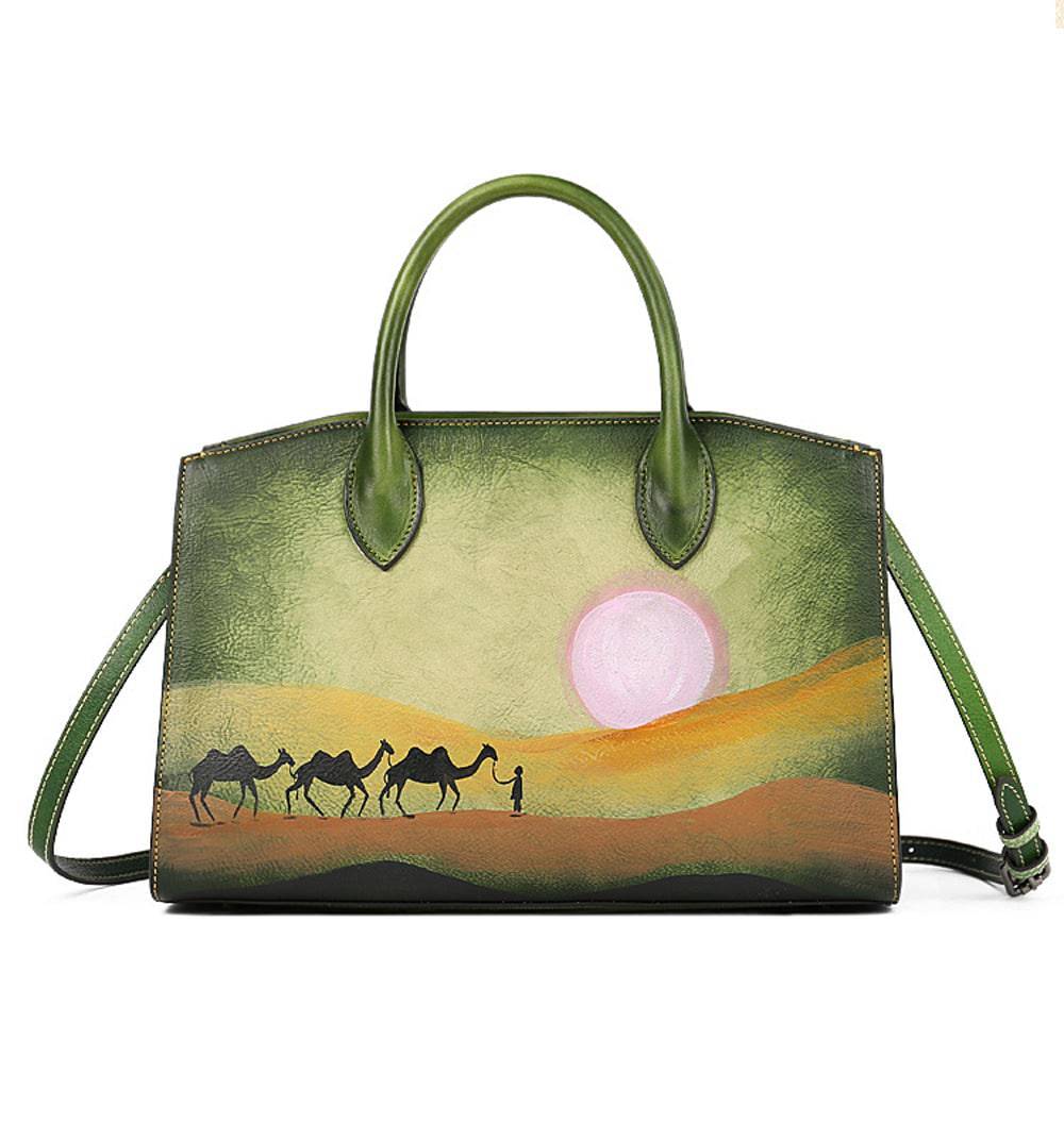 Womens Vintage Leather Top Handle Satchel Bags - GilloServ