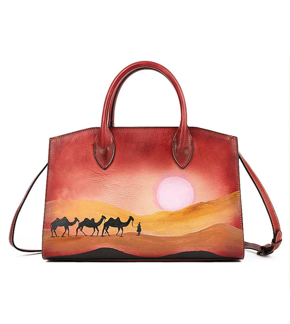 Womens Vintage Leather Top Handle Satchel Bags - GilloServ