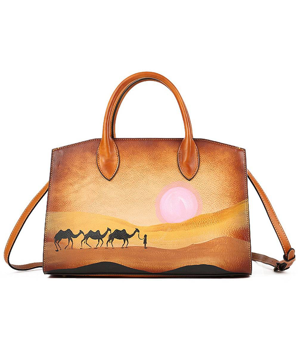 Womens Vintage Leather Top Handle Satchel Bags - GilloServ