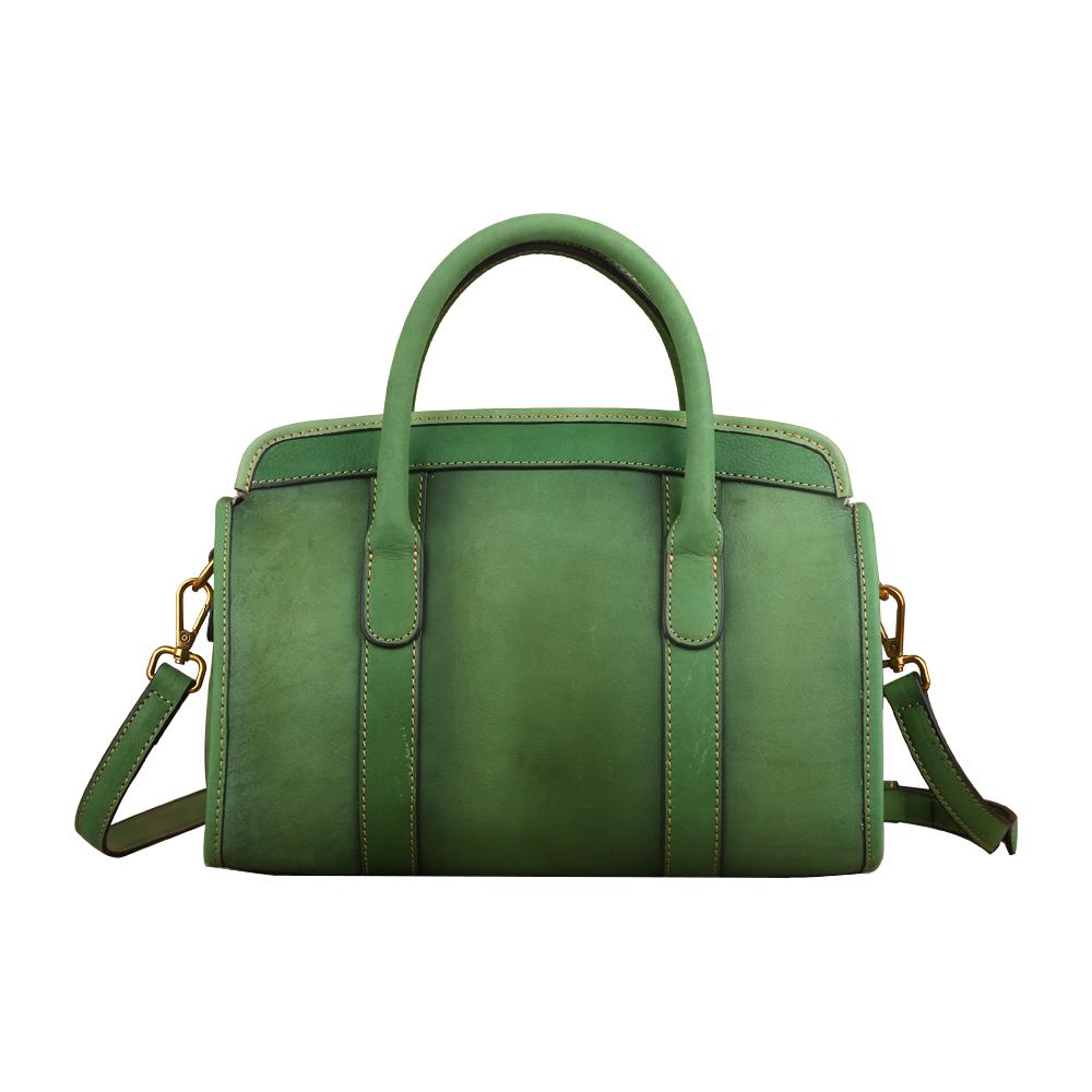 Womens Vintage Leather Top Handle Satchel Bag Small - GilloServ